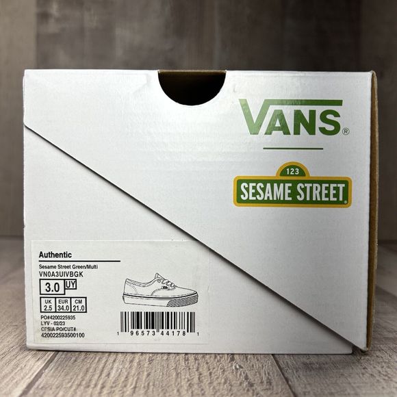 Vans X Sesame Street Authentic Boys Little Kids Pre School Shoes Green Size 3Y - Picture 16 of 16